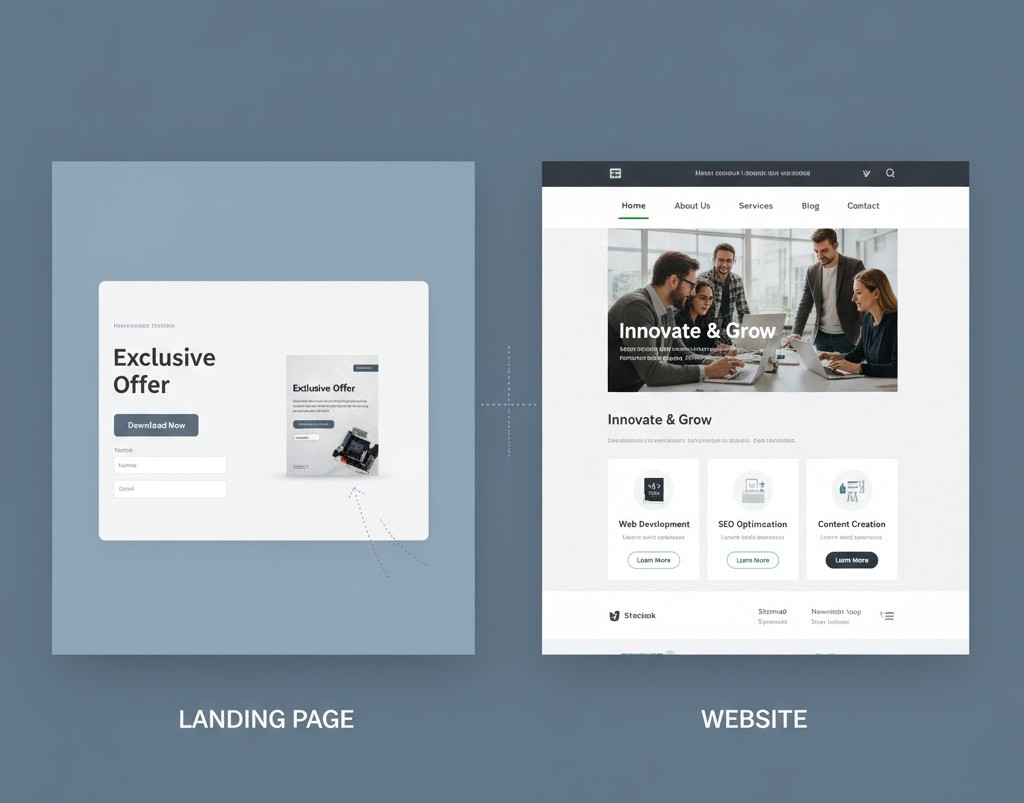 perbedaan landing page dan website