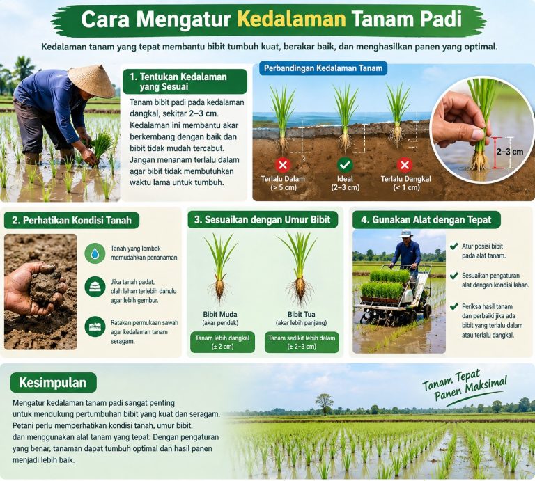 Cara Mengatur Kedalaman Tanam Padi