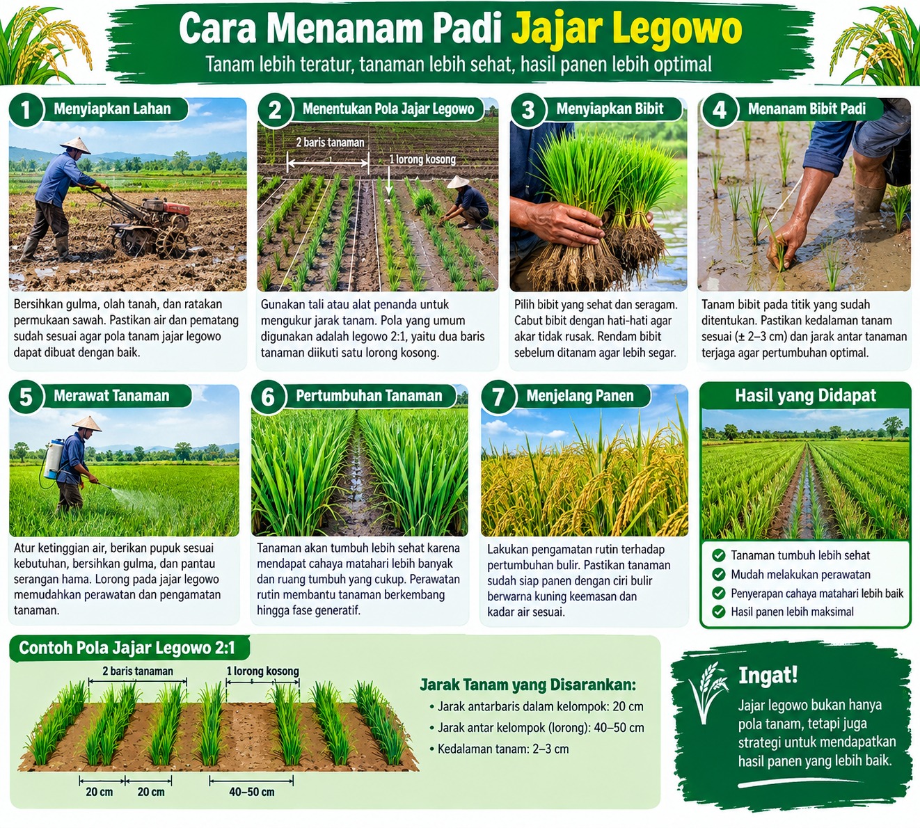 cara menanam padi jajar legowo